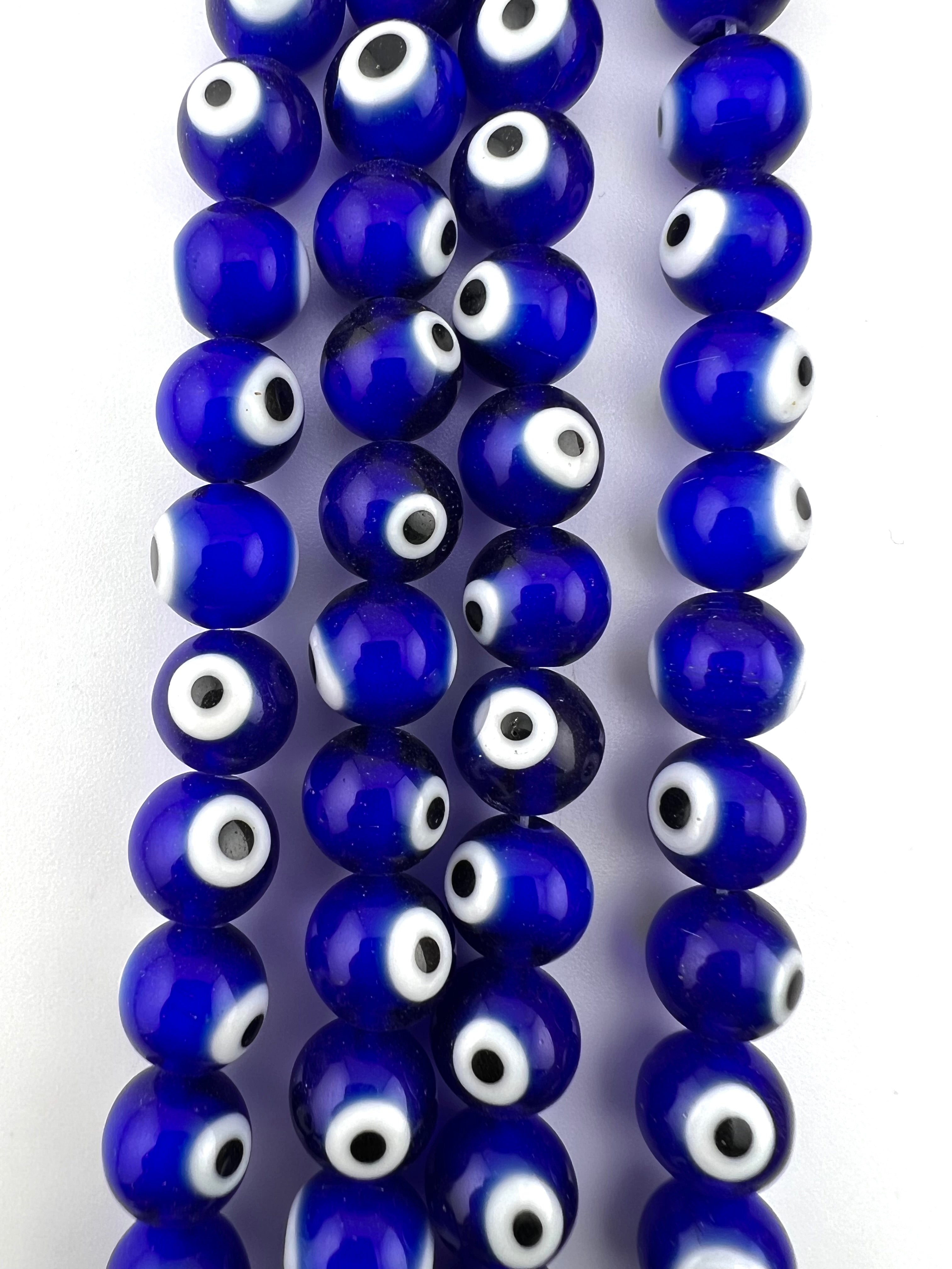 10mm Glass Evil Eye Round Beads Royal blue