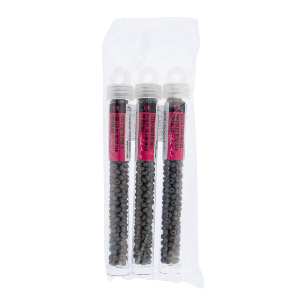 Czech Seed Beads apx. 22g Vial 6/0 Terra Vista Stone Grey