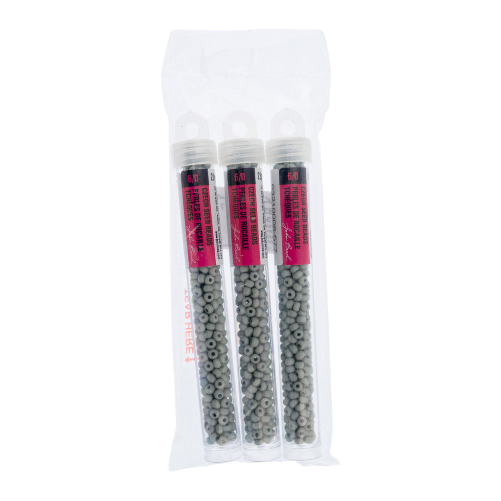Czech Seed Beads apx. 22g Vial 6/0 Terra Vista Whispering Grey
