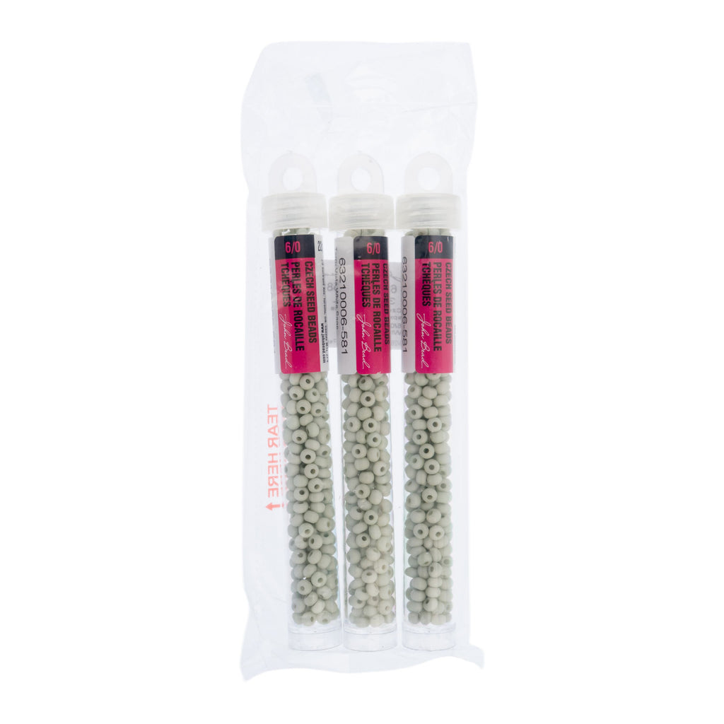 Czech Seed Beads apx. 22g Vial 6/0 Terra Vista White Sage