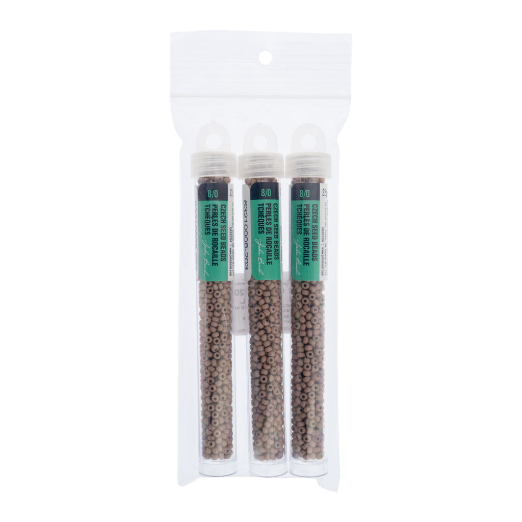 Czech Seed Bead apx. 22g Vial 8/0 Opaque Terra Vista Mocha