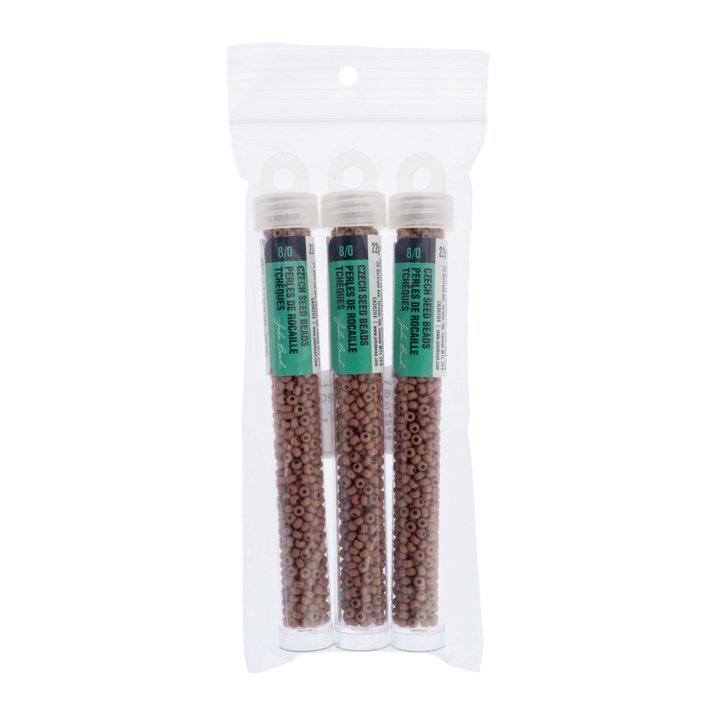 Czech Seed Bead apx. 22g Vial 8/0 Opaque Terra Vista Silt Brown