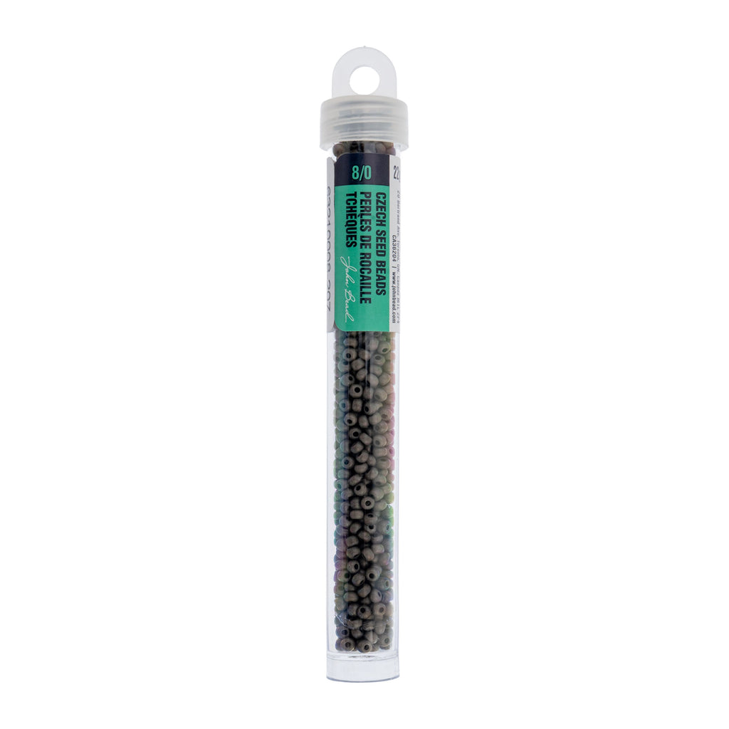 Czech Seed Bead apx. 22g Vial 8/0 Opaque Terra Vista Stone Grey