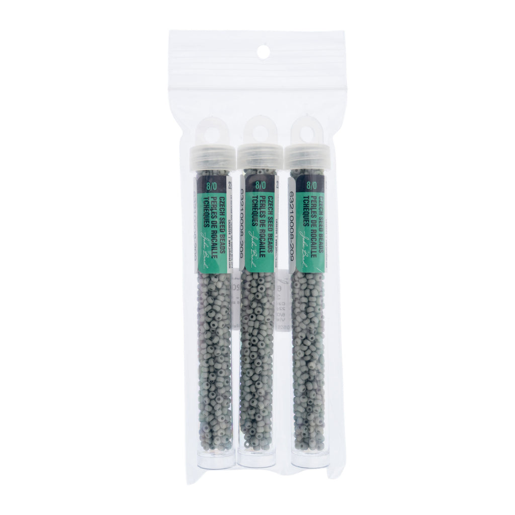 Czech Seed Bead apx. 22g Vial 8/0 Opaque Terra Vista Whispering Grey