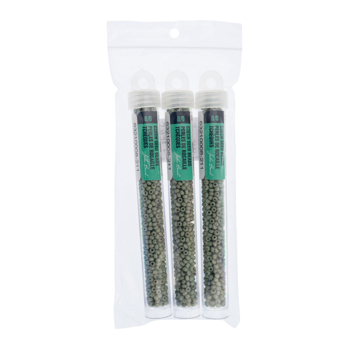 Czech Seed Bead apx. 22g Vial 8/0 Opaque Terra Vista Pale Eucalyptus