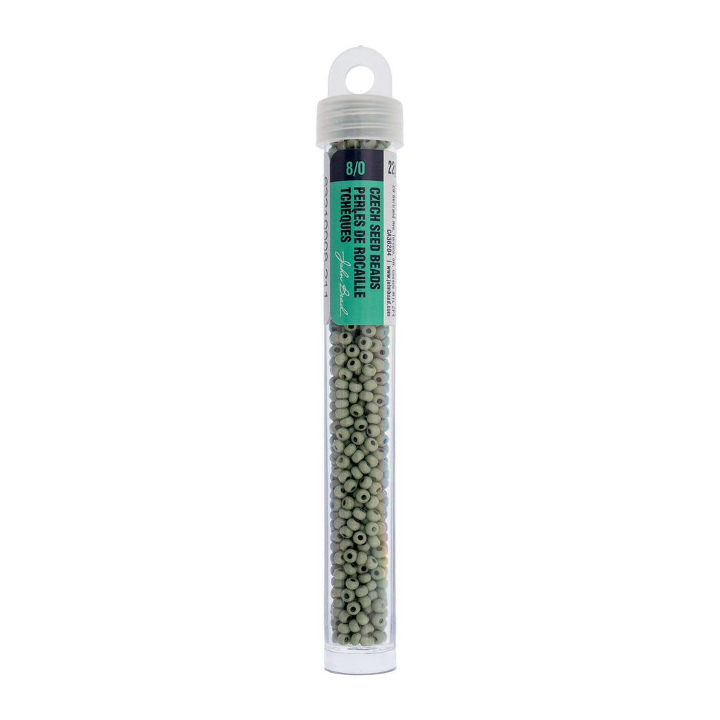 Czech Seed Bead apx. 22g Vial 8/0 Opaque Terra Vista Pale Eucalyptus