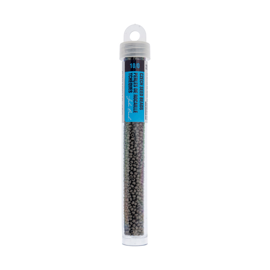 Czech Seed Beads apx. 22g Vial 10/0 Opaque Terra Vista Stone Grey