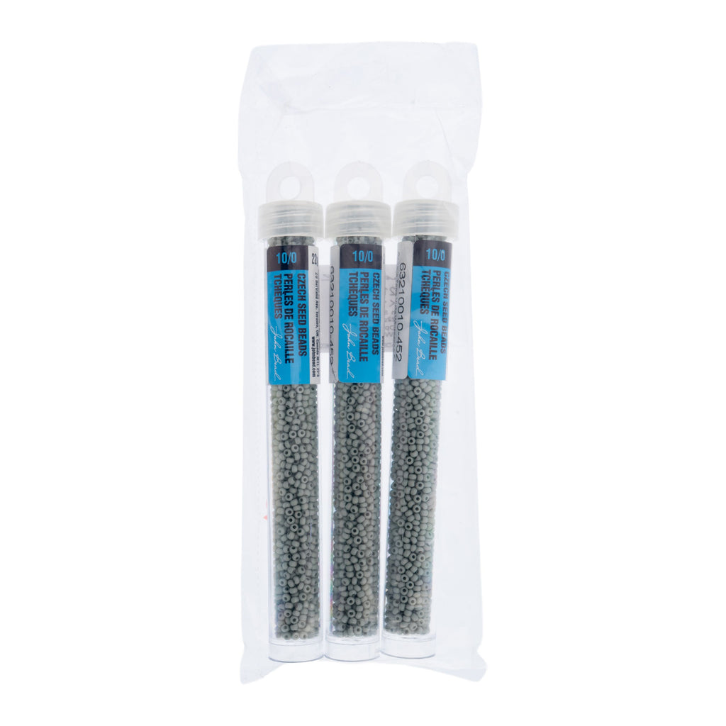 Czech Seed Beads apx. 22g Vial 10/0 Opaque Terra Vista Whispering Grey