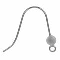 925 Sterling Silver Shepard Hook with ball Bead, 20x22mm / Pair