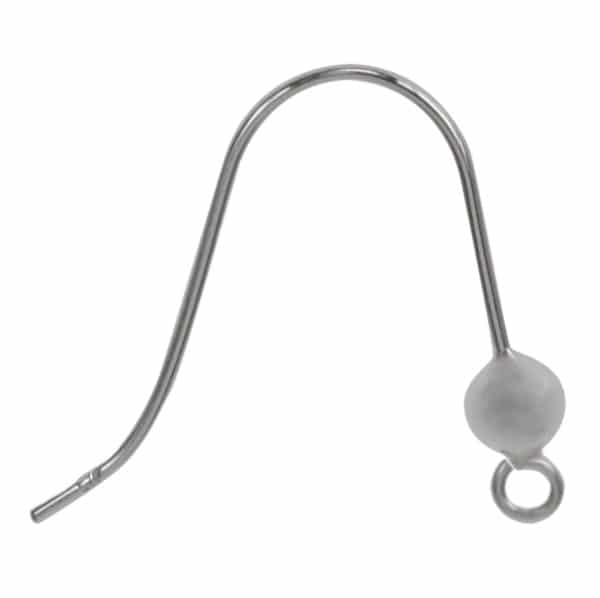 925 Sterling Silver Shepard Hook with ball Bead, 20x22mm / Pair