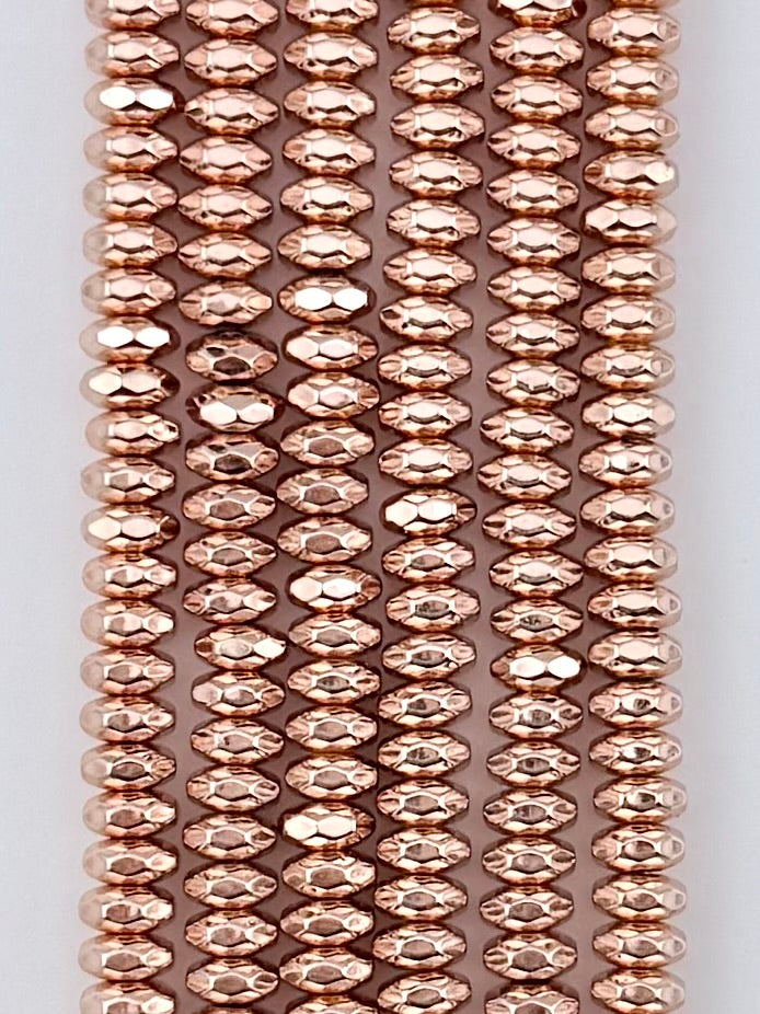 Rose Gold Rondelle Hematite Beads 3x6mm