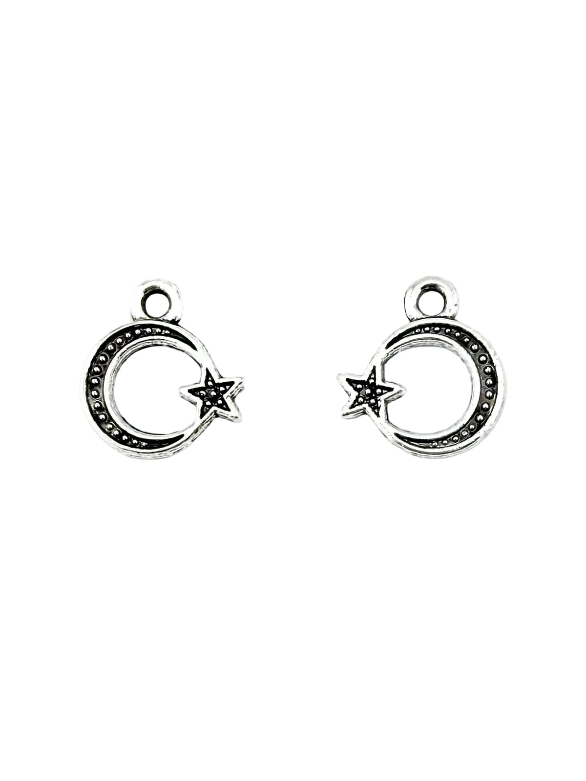 12mm Moon & Star Charm Rhodium