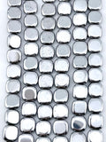 2.5x8mm Hematite Flat Rounded Square Rhodium