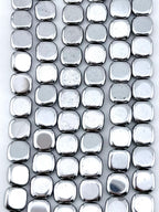 2.5x8mm Hematite Flat Rounded Square Rhodium