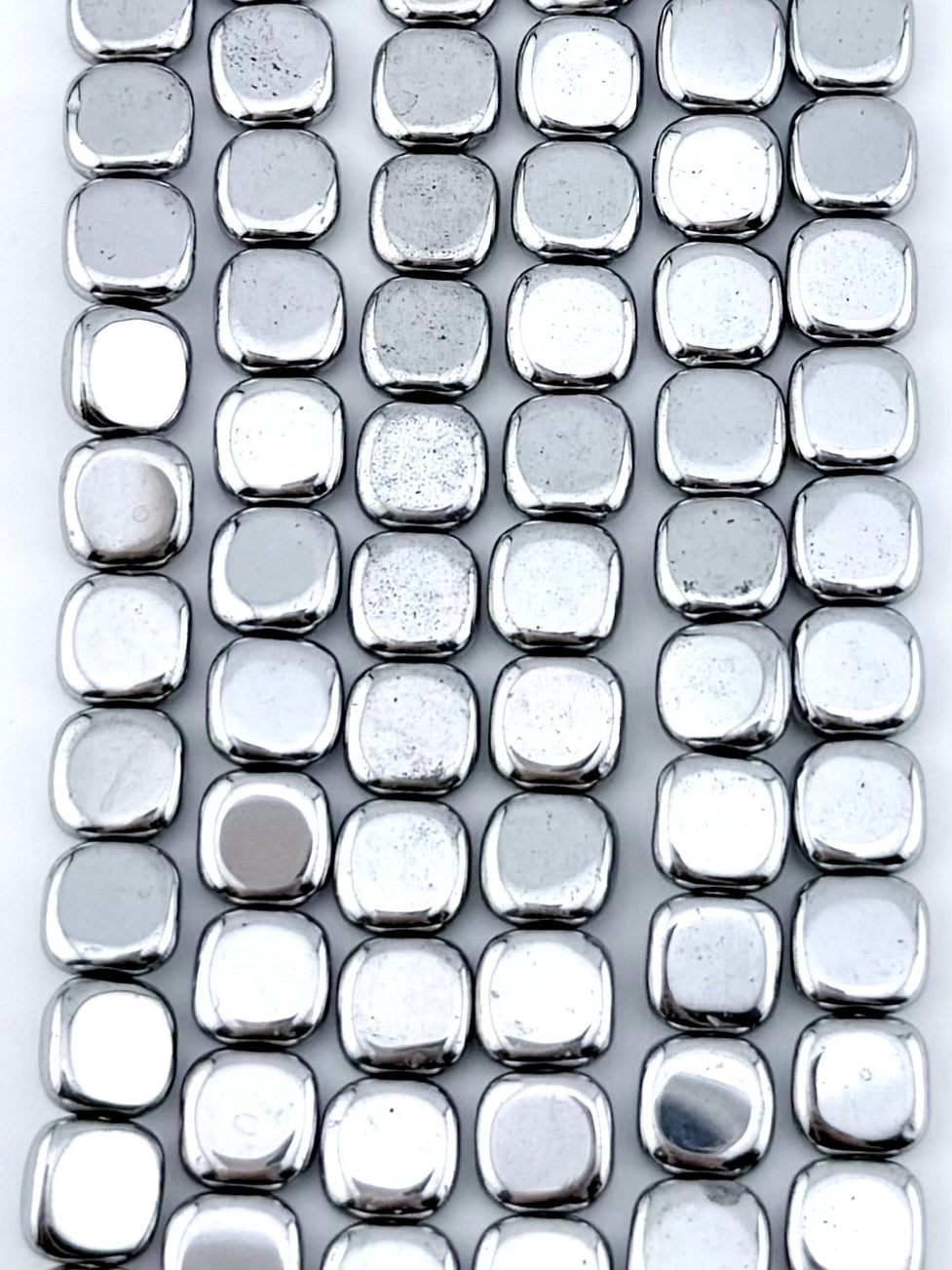 2.5x8mm Hematite Flat Rounded Square Rhodium