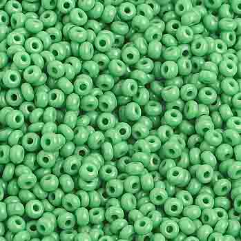 Czech Seed Bead 10/0 Opaque Medium Green Strung 22g Vial