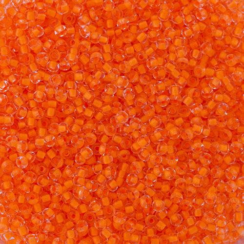 Czech Seed Beads 10/0 Crystal C/L Neon Orange 22g Vial
