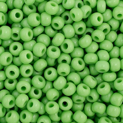 Czech Seed Bead 11/0 Opaque Light Green Strung Hank