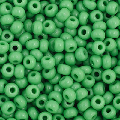 Czech Seed Bead 11/0 Opaque Medium Green Strung Hank