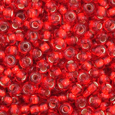 Czech Seed Bead 11/0 Vial Light Red Silver Lined