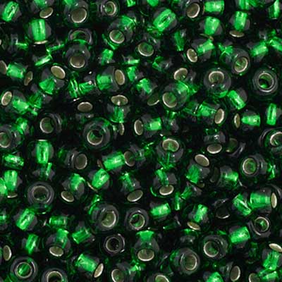 Czech Seed Bead 11/0 Vial Medium Green Silver Lined