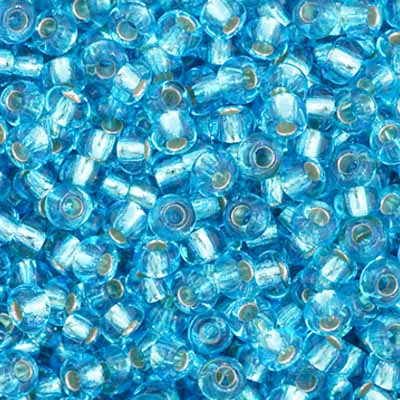 Czech Seed Bead 11/0 Vial Aqua Silver Lined