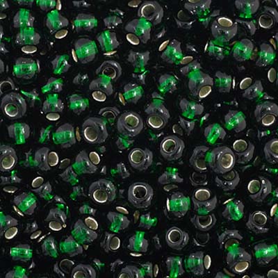 Czech Seed Bead 11/0 Vial Dark Green Silver Lined