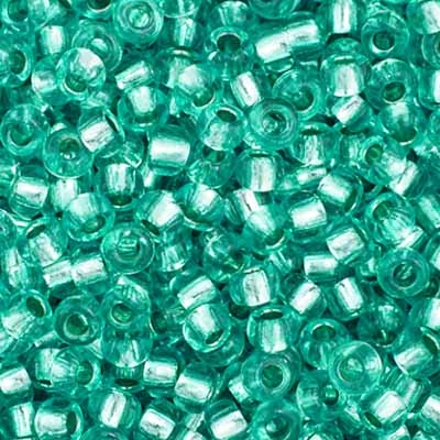Czech Seed Bead 11/0 Vial Green Dyed Silver Lined