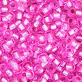 Czech Seed Bead 11/0 Vial Fuchsia Dyed Silver Lined
