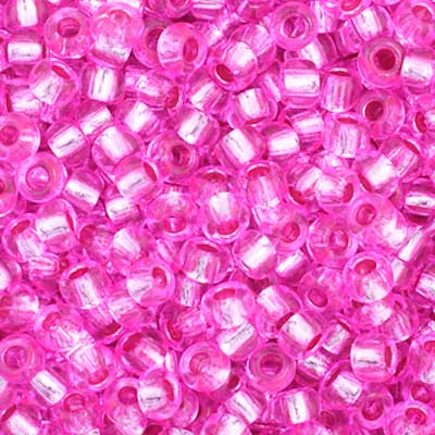 Czech Seed Bead 11/0 Vial Fuchsia Dyed Silver Lined