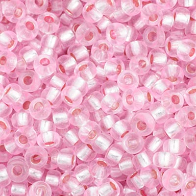 Czech Seed Bead 11/0 Vial Pink Dyed Silver Lined