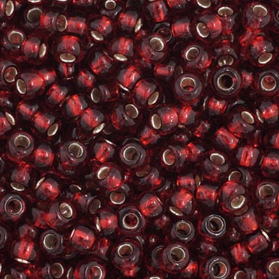 Czech Seed Bead 11/0 Vial Dark Red Silver Lined