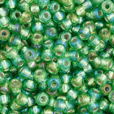 Czech Seed Bead 11/0 Vial Green AB Silver Lined