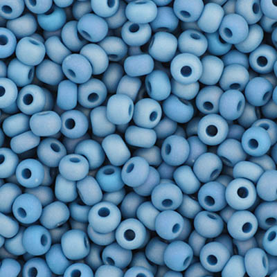 Czech Seed Bead 11/0 Vial Opaque Medium Blue AB Matte