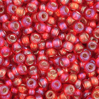 Czech Seed Bead 11/0 Vial Red AB Silver Lined