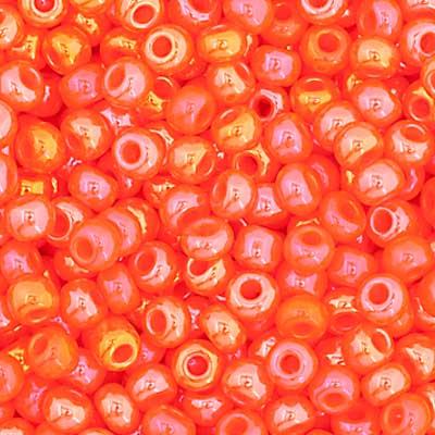 Czech Seed Bead 11/0 Vial Opaque Orange AB Luster