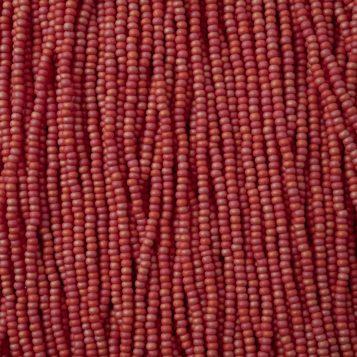 Czech Seed Bead 11/0 Opaque Red Matt Rainbow Strung