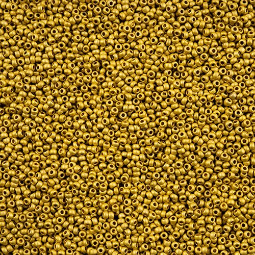 Czech Seed Bead 11/0 Vial Yellow Terra Metallic Matte