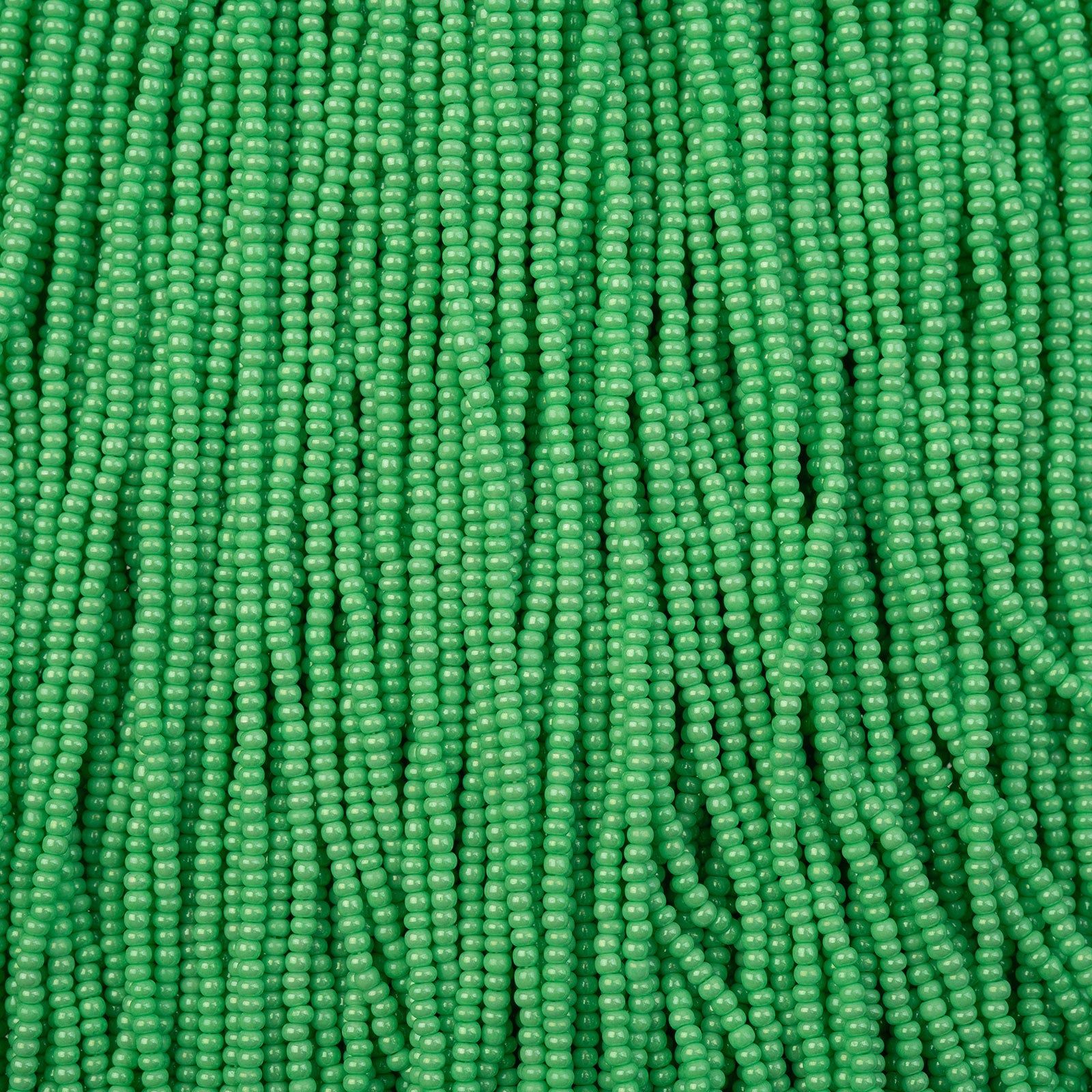 Czech Seed Bead 11/0 Bright Mint Green Chalk sfinx Terra Dyed Strung