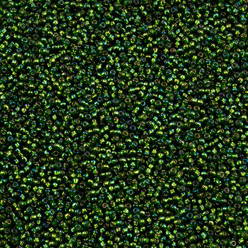Czech Seed Bead 11/0 Green Rainbow Silver Lined 250g Bag