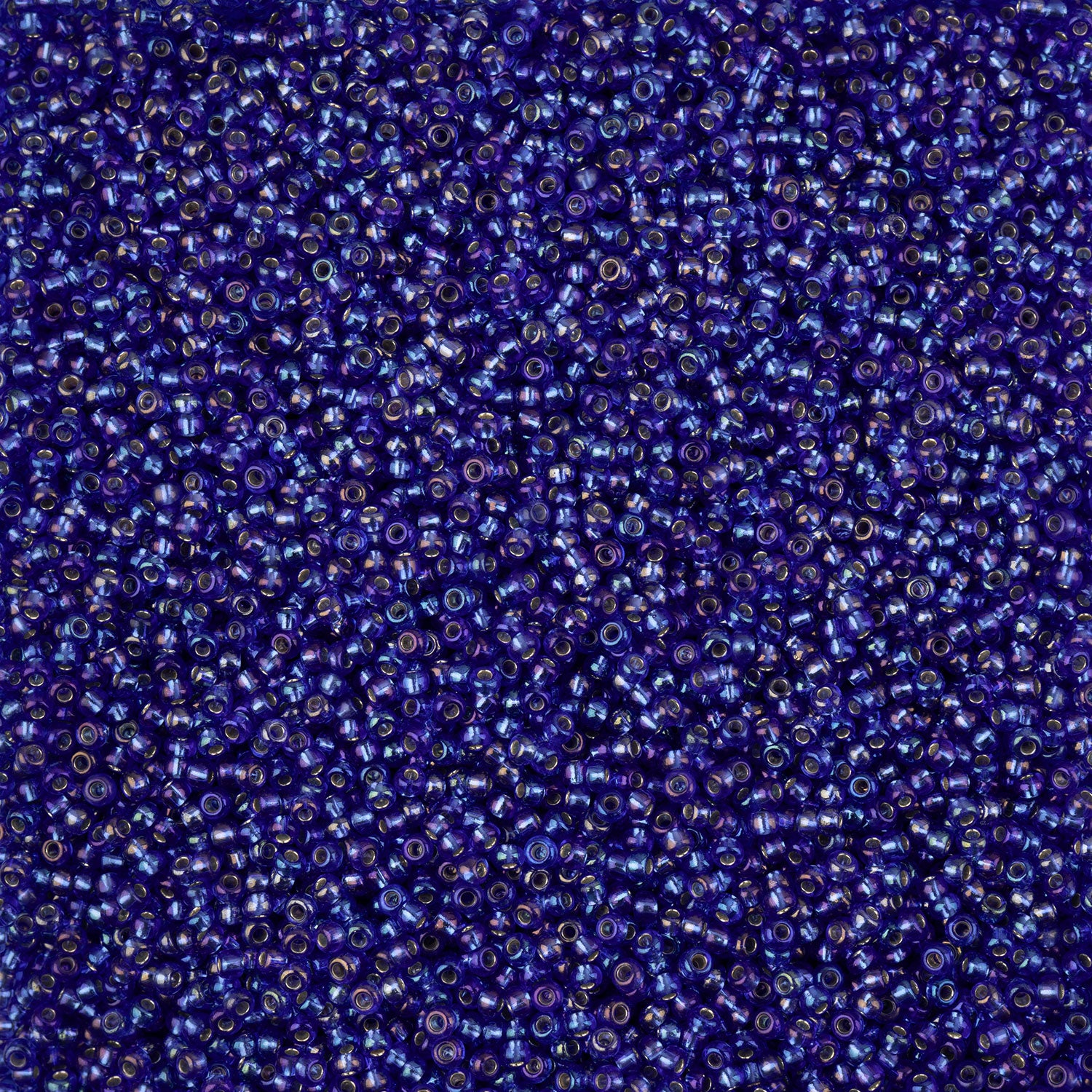 Czech Seed Bead 11/0 Vial Cobalt Blue Rainbow Silver Lined