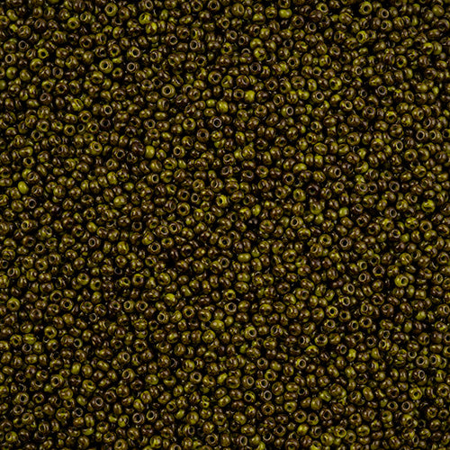 Czech Seed Bead 11/0 Vial Opaque Travertine on Black