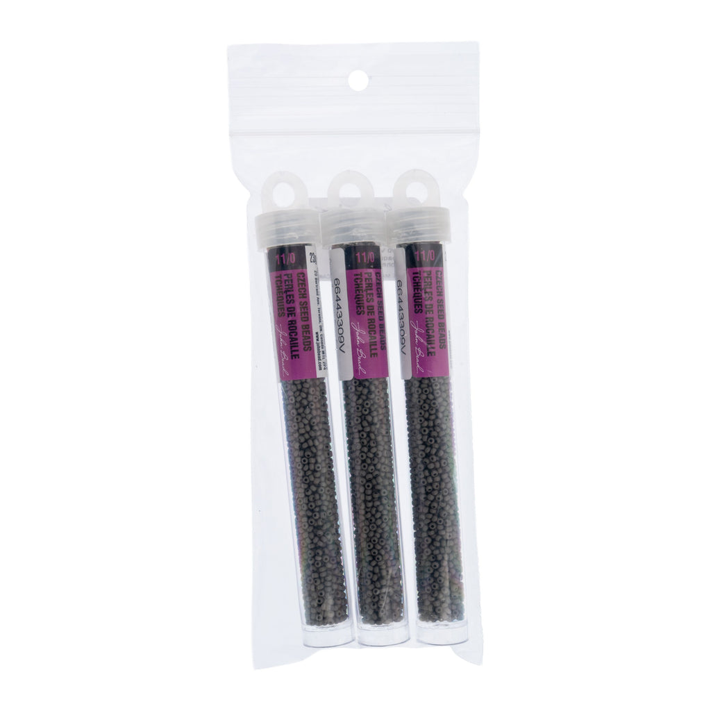 Czech Seed Bead 11/0 Vial Opaque Terra Vista Stone Grey apx. 23g