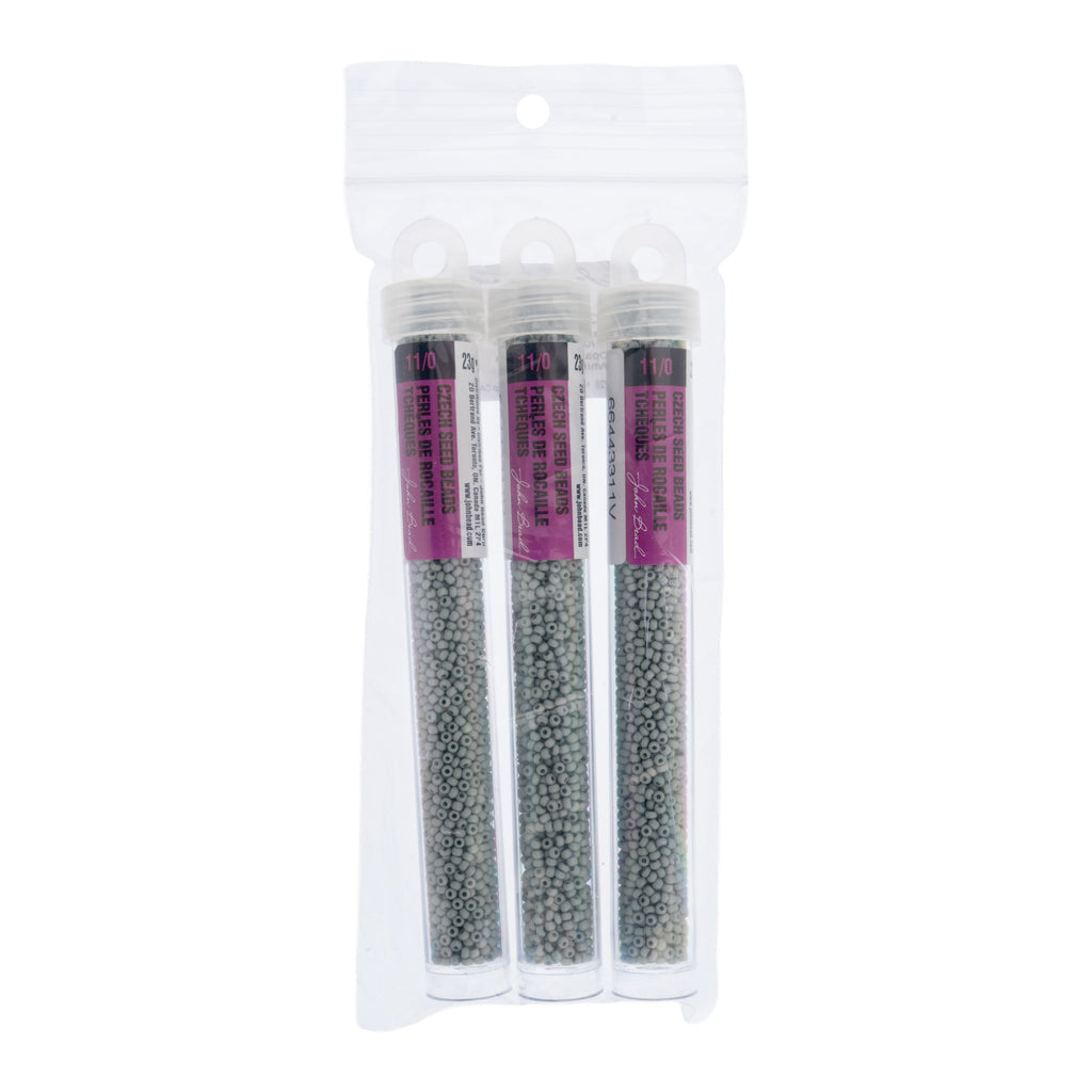 Czech Seed Bead 11/0 Vial Opaque Terra Vista Whispering Grey apx. 23g