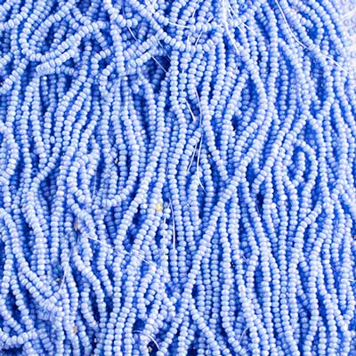 Czech Seed Bead 13/0 Cut Opaque Blue AB Strung Hank