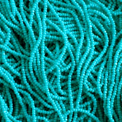 Czech Seed Bead 13/0 Cut Opaque Turquoise Strung Hank