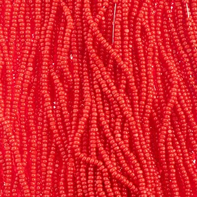 Czech Seed Bead 13/0 Cut Opaque Medium Red Strung Hank
