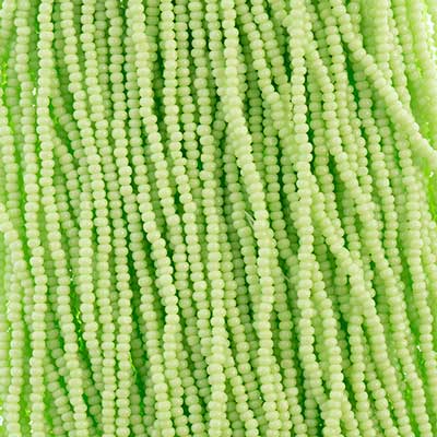 Czech Seed Bead 13/0 Cut Opaque Pale Green Strung Hank