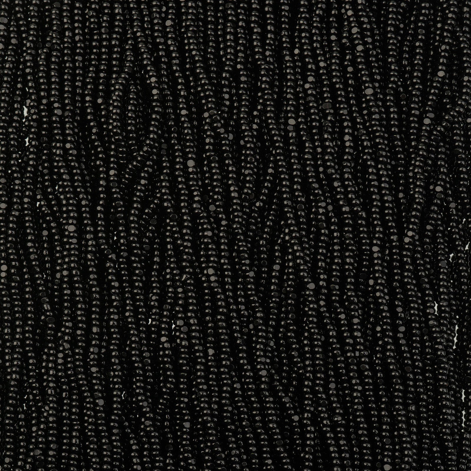 Czech Seed Bead 13/0 Cut Opaque Black Strung Hank