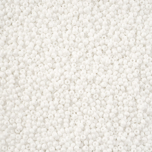 Czech Seed Bead 11/0 Cut Opaque Chalk White Strung 100g Bag